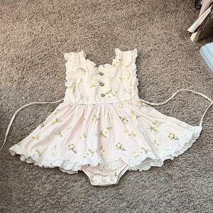 Love and Grow Adorable Floral Lace Baby Dress with built in onsie size 4